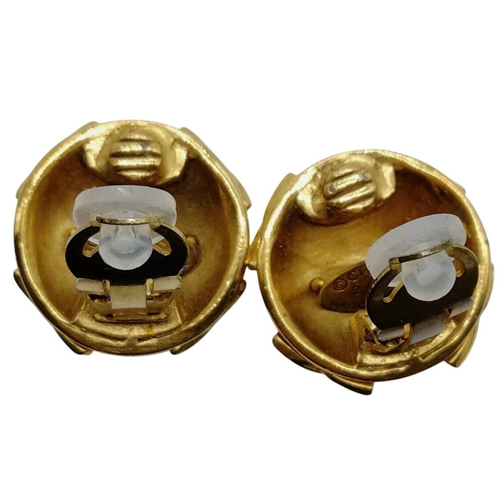 Chanel Vintage Gold Plated Round Rhinestone Clip On Earrings - Picture 5 of 8